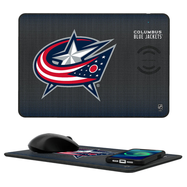 Columbus Blue Jackets Linen 15-Watt Wireless Charger and Mouse Pad