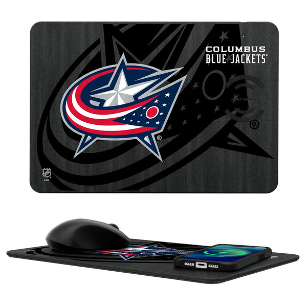 Columbus Blue Jackets Monocolor Tilt 15-Watt Wireless Charger and Mouse Pad