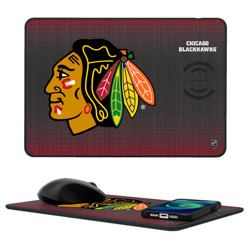 Chicago Blackhawks Linen 15-Watt Wireless Charger and Mouse Pad