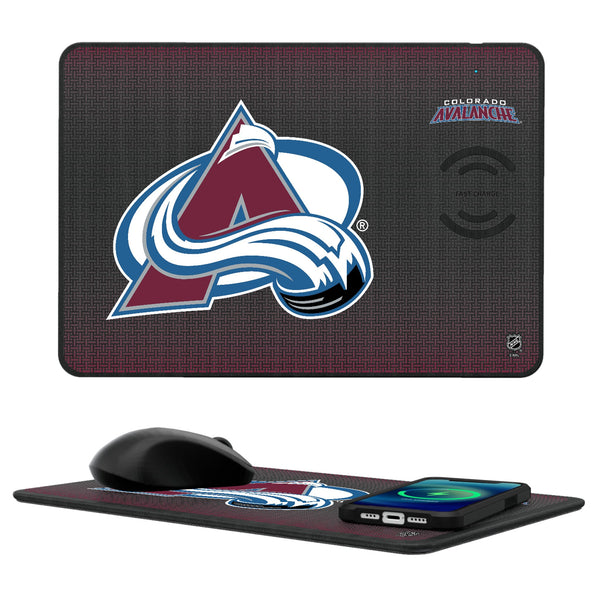 Colorado Avalanche Linen 15-Watt Wireless Charger and Mouse Pad