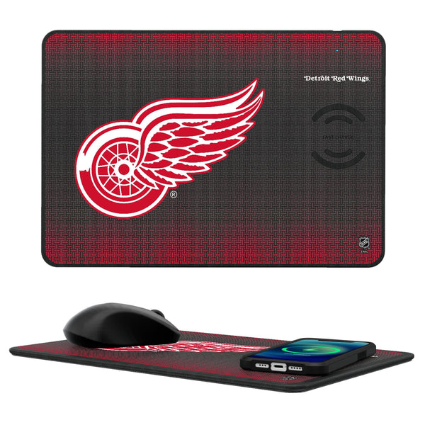 Detroit Red Wings Linen 15-Watt Wireless Charger and Mouse Pad