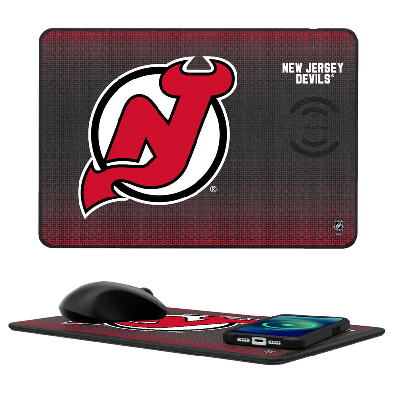 New Jersey Devils Linen 15-Watt Wireless Charger and Mouse Pad