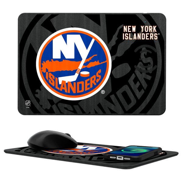 New York Islanders Monocolor Tilt 15-Watt Wireless Charger and Mouse Pad