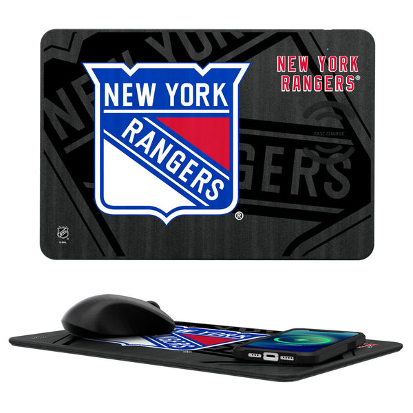 New York Rangers Monocolor Tilt 15-Watt Wireless Charger and Mouse Pad