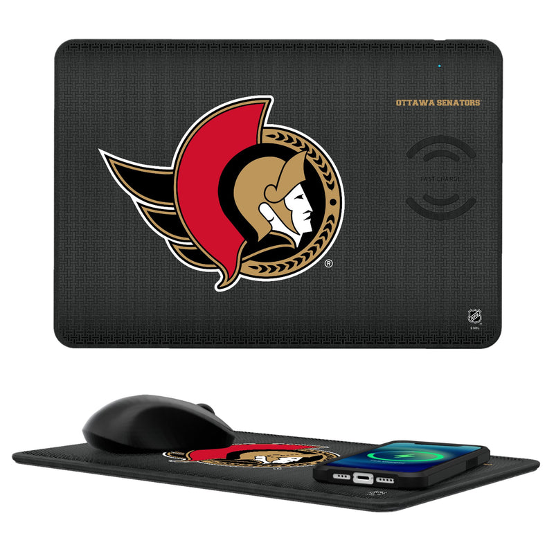 Ottawa Senators Linen 15-Watt Wireless Charger and Mouse Pad