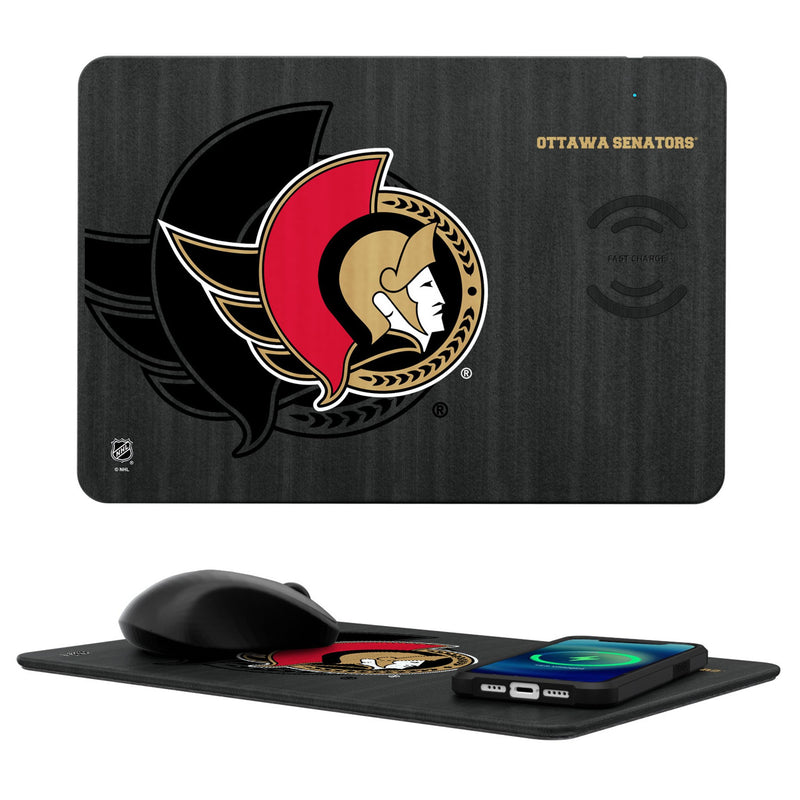 Ottawa Senators Monocolor Tilt 15-Watt Wireless Charger and Mouse Pad