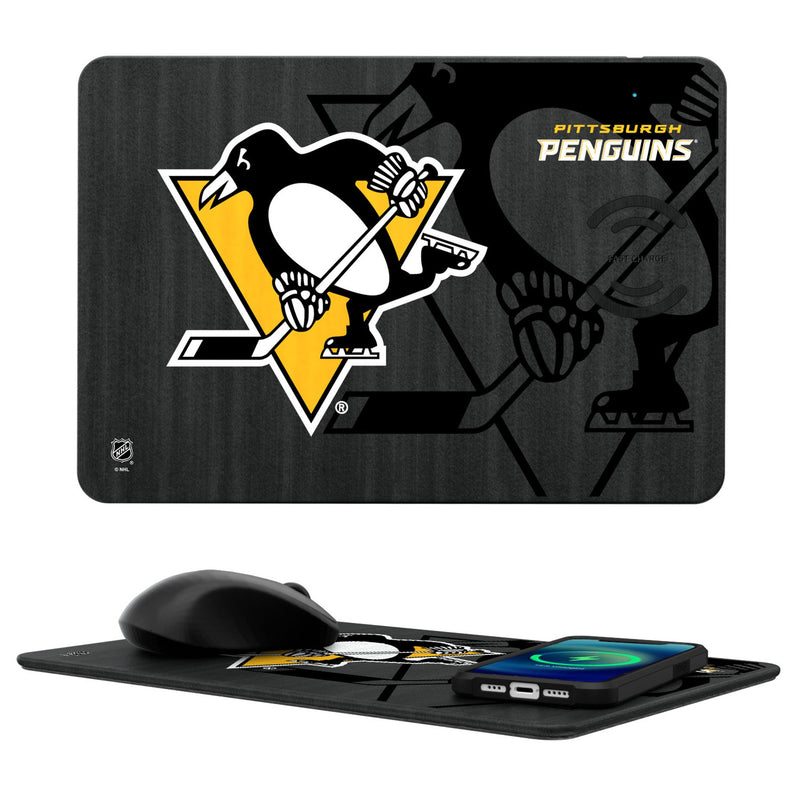 Pittsburgh Penguins Monocolor Tilt 15-Watt Wireless Charger and Mouse Pad