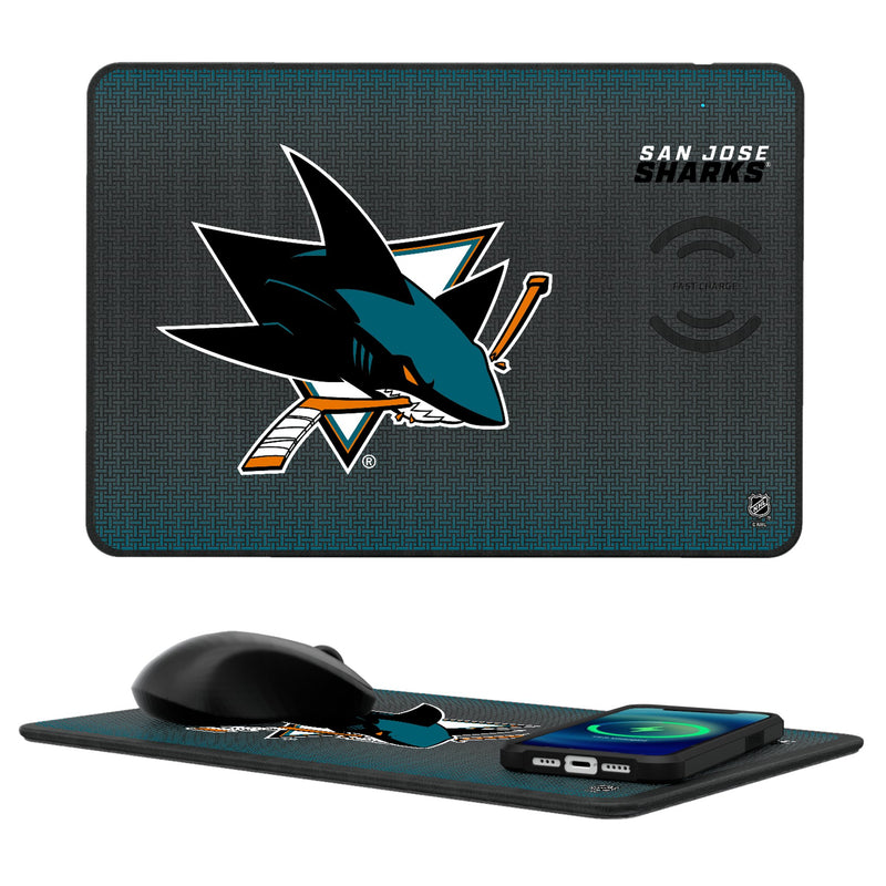 San Jose Sharks Linen 15-Watt Wireless Charger and Mouse Pad