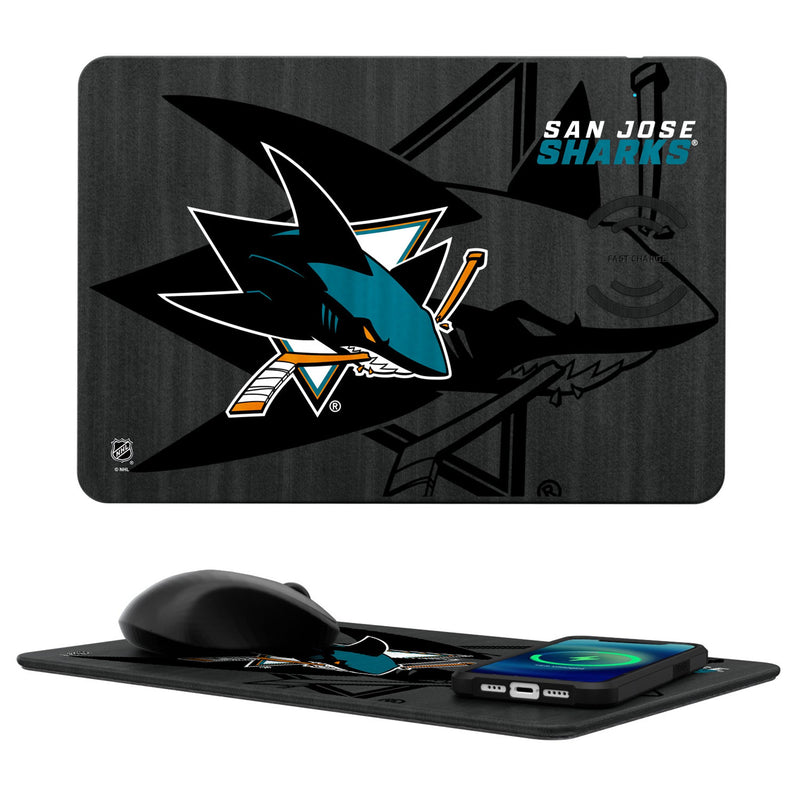 San Jose Sharks Monocolor Tilt 15-Watt Wireless Charger and Mouse Pad