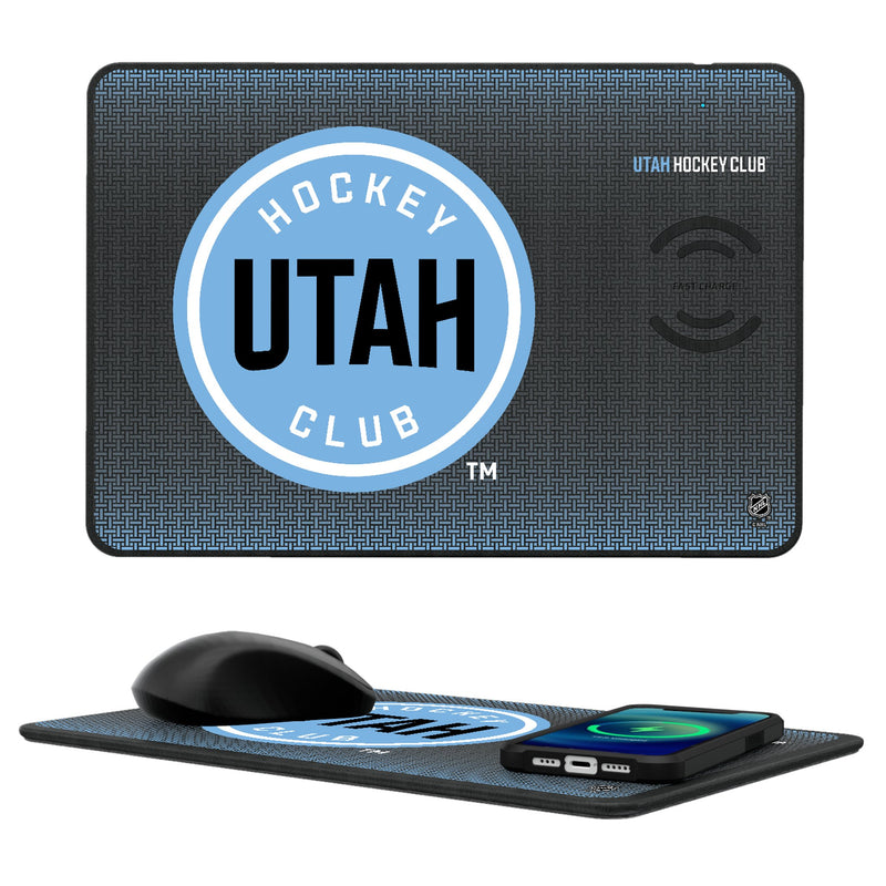 Utah Hockey Club Linen 15-Watt Wireless Charger and Mouse Pad