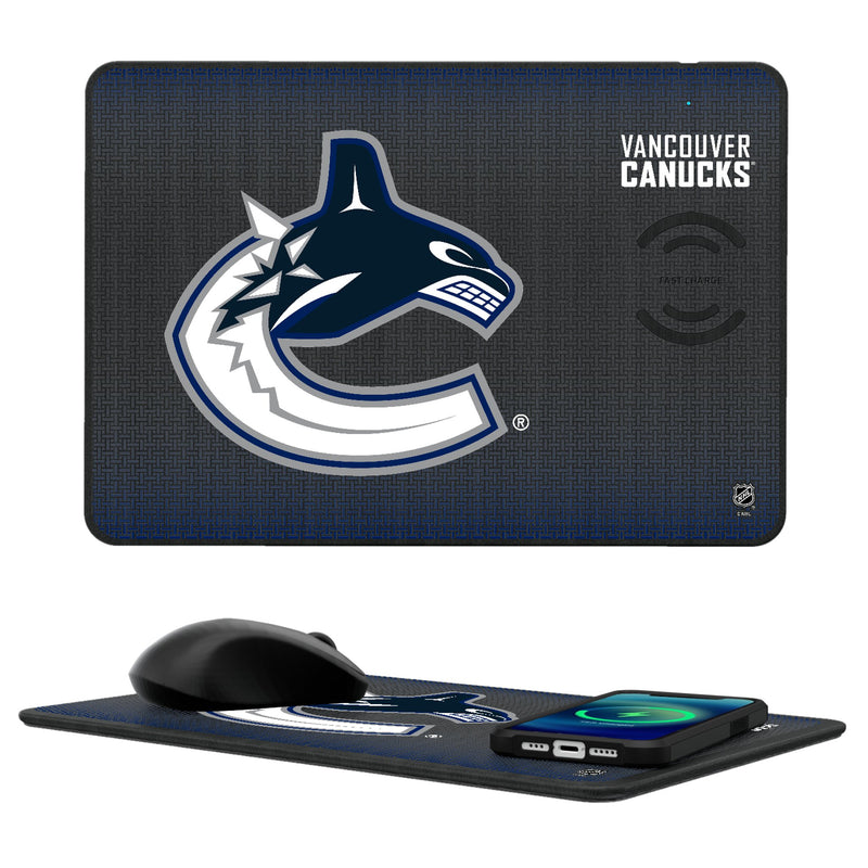 Vancouver Canucks Linen 15-Watt Wireless Charger and Mouse Pad