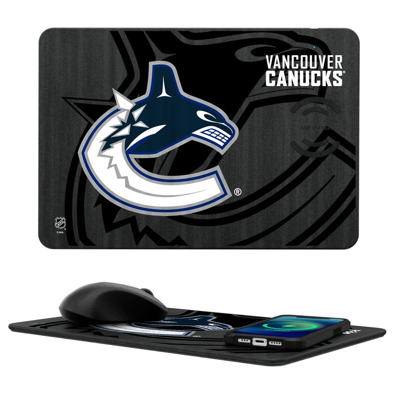 Vancouver Canucks Monocolor Tilt 15-Watt Wireless Charger and Mouse Pad