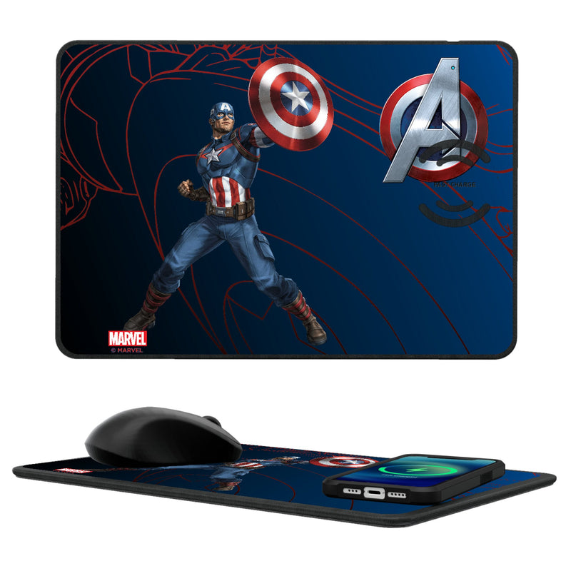 Marvel Avengers Captain America MechLine 15-Watt Wireless Charger and Mouse Pad