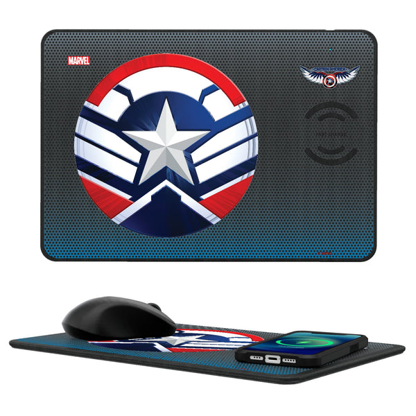 Marvel Avengers Sam Wilson Captain America Grid 15-Watt Wireless Charger and Mouse Pad