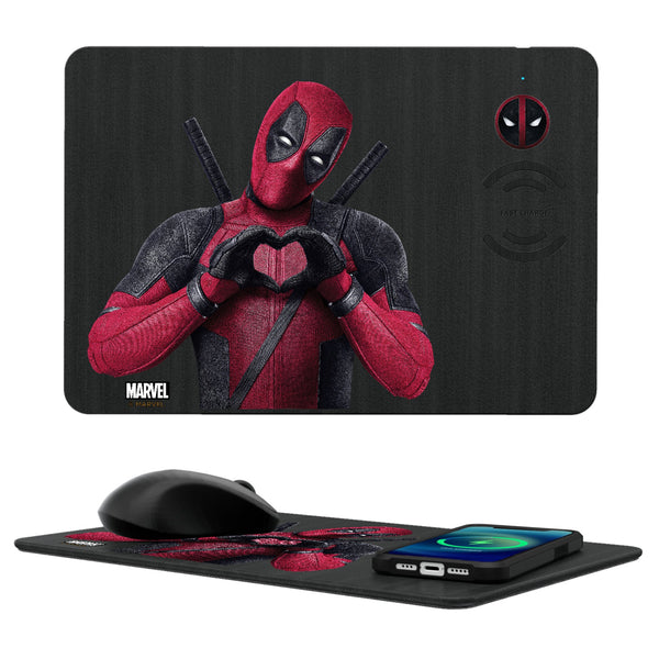 Marvel Deadpool Badge 15-Watt Wireless Charger and Mouse Pad