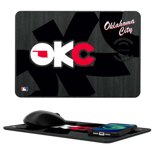 Oklahoma City Baseball Club Monocolor Tilt 15-Watt Wireless Charger and Mouse Pad