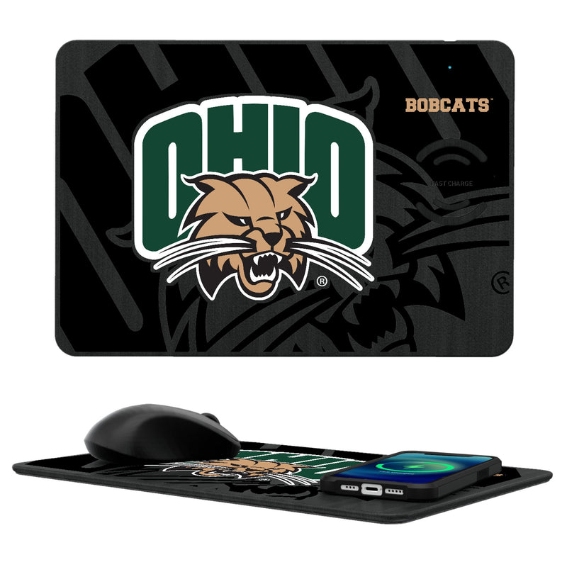 Ohio University Bobcats Monocolor Tilt 15-Watt Wireless Charger and Mouse Pad