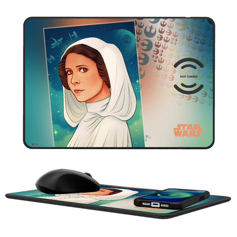 Star Wars Princess Leia Organa Portrait 15-Watt Wireless Charger and Mouse Pad