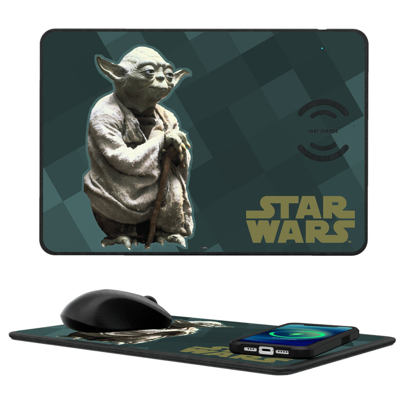 Star Wars Yoda Color Block 15-Watt Wireless Charger and Mouse Pad