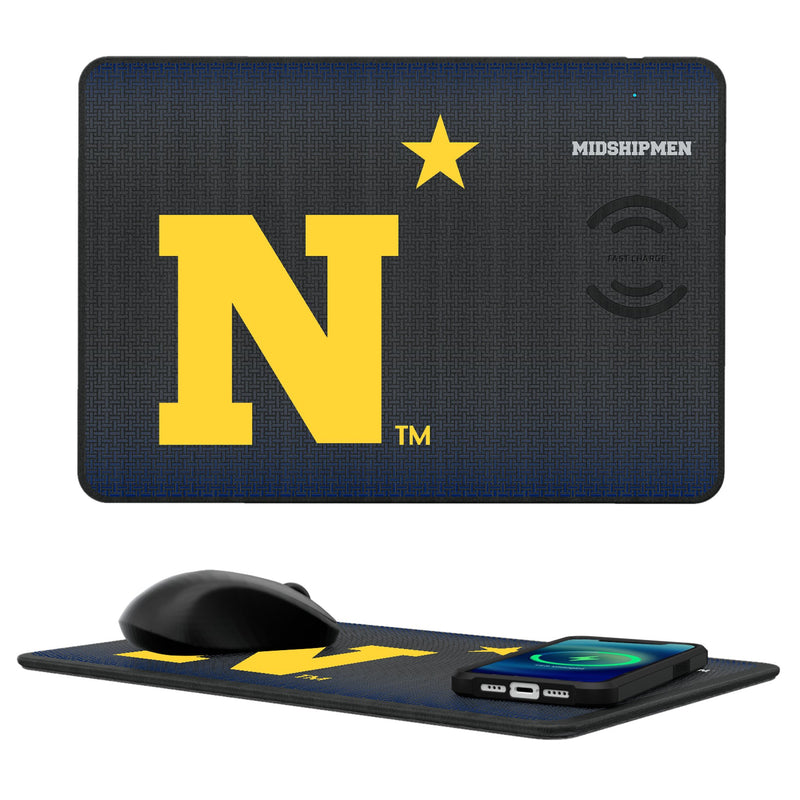 United State Naval Academy Midshipmen Linen 15-Watt Wireless Charger and Mouse Pad