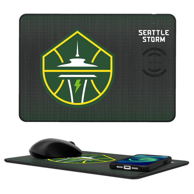 Seattle Storm Linen 15-Watt Wireless Charger and Mouse Pad