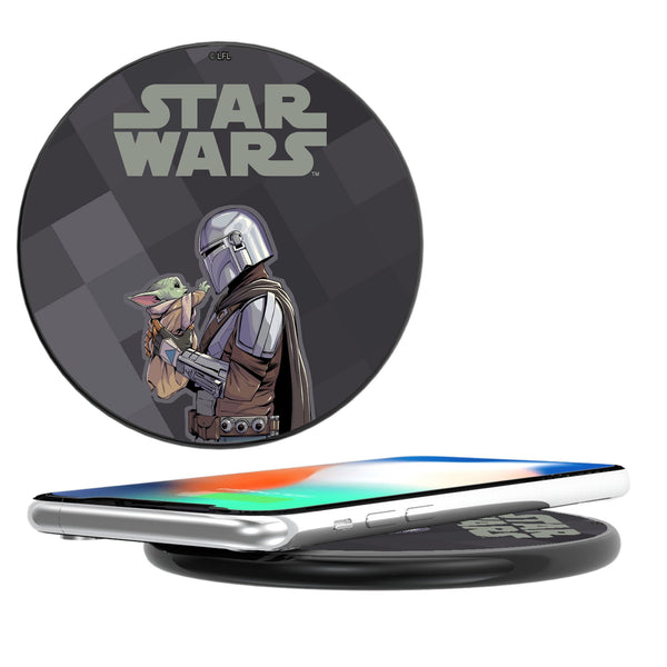 Star Wars: The Mandalorian Grogu and Din Djarin Color Block 15-Watt Wireless Charger