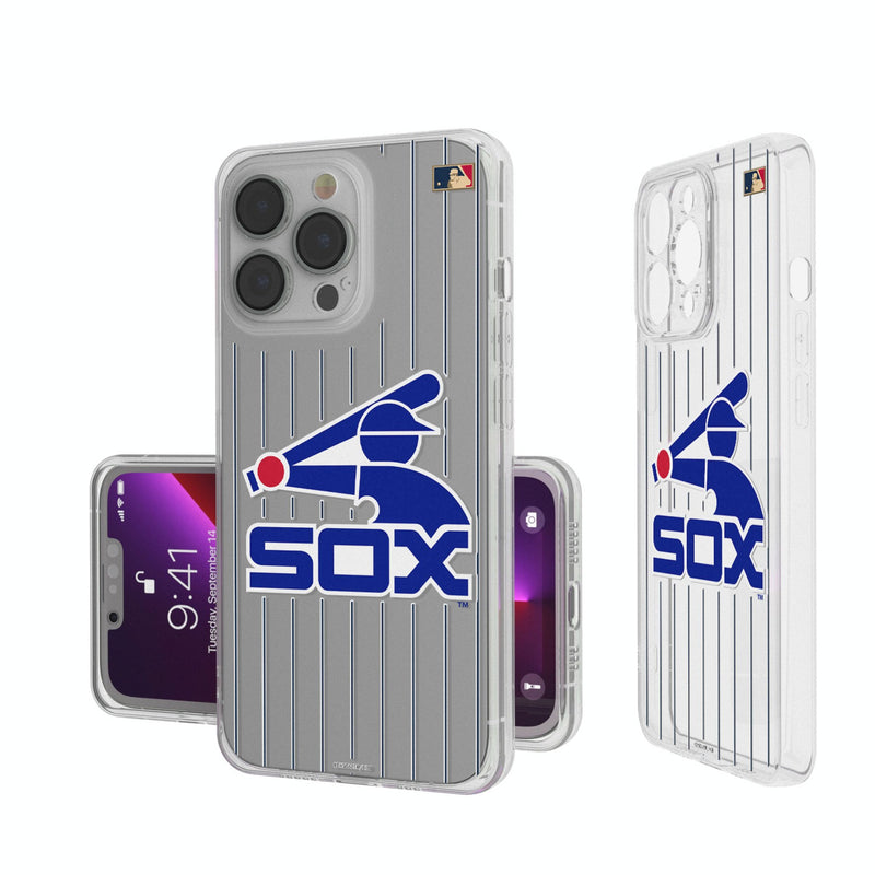 Chicago White Sox 1976-1981 - Cooperstown Collection Pinstripe iPhone Clear Phone Case