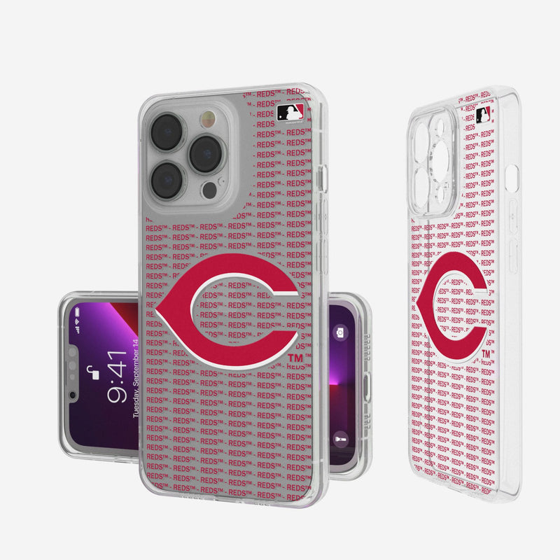 Cincinnati Reds Text Backdrop iPhone Clear Phone Case