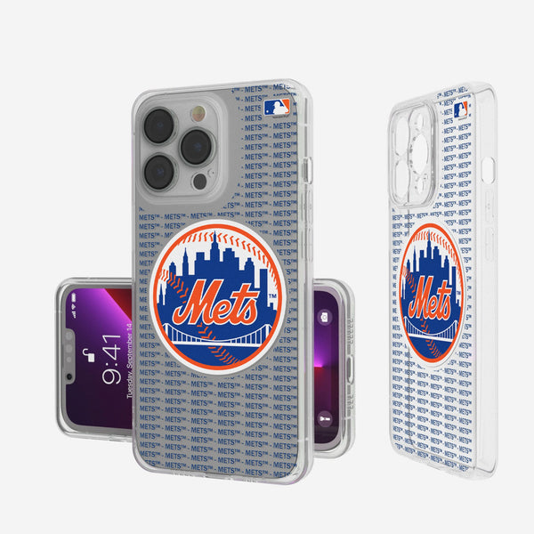 New York Mets Text Backdrop iPhone Clear Phone Case