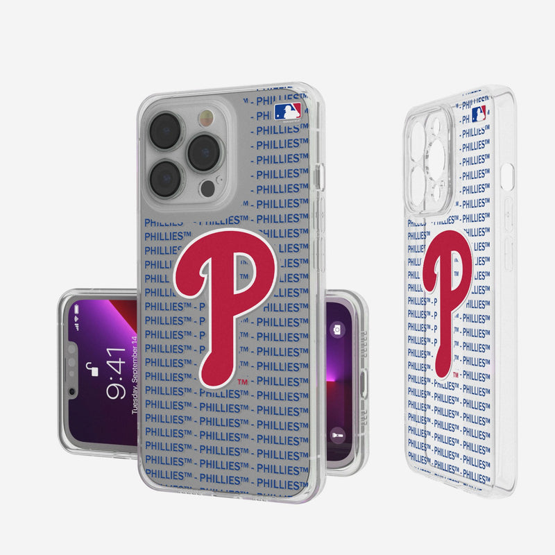 Philadelphia Phillies Text Backdrop iPhone Clear Phone Case