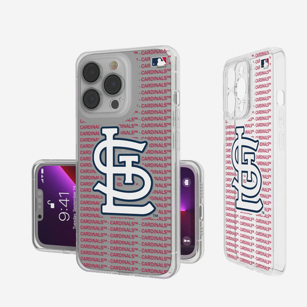 St Louis Cardinals Text Backdrop iPhone Clear Phone Case