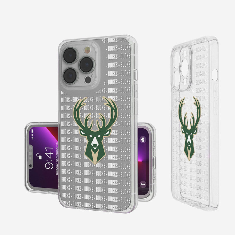 Milwaukee Bucks Text Backdrop iPhone Clear Phone Case