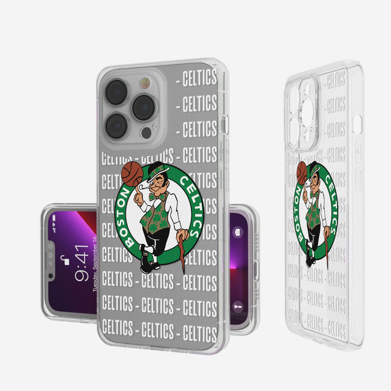 Boston Celtics Text Backdrop iPhone Clear Phone Case