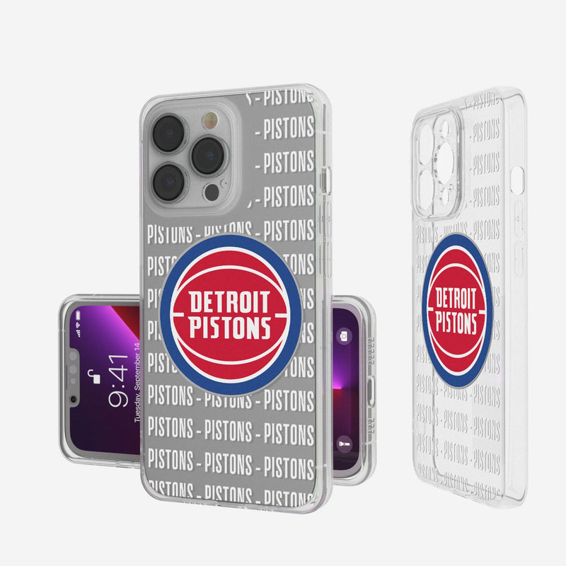 Detroit Pistons Text Backdrop iPhone Clear Phone Case