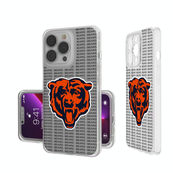 Chicago Bears Text Backdrop iPhone Clear Phone Case