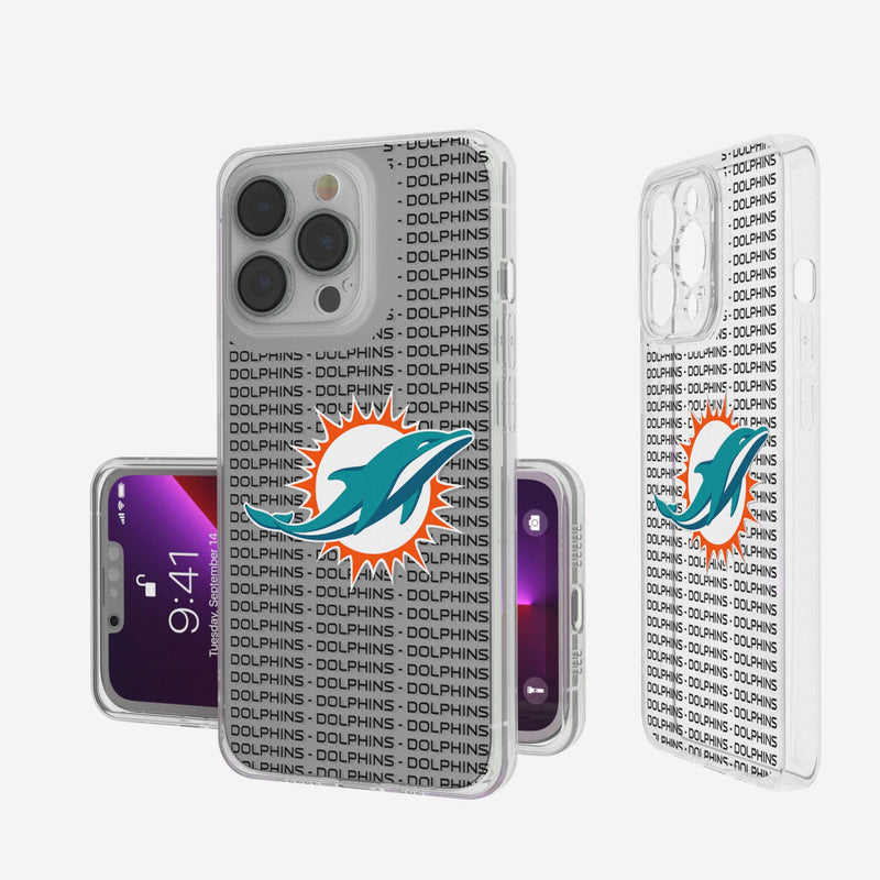 Miami Dolphins Text Backdrop iPhone Clear Phone Case