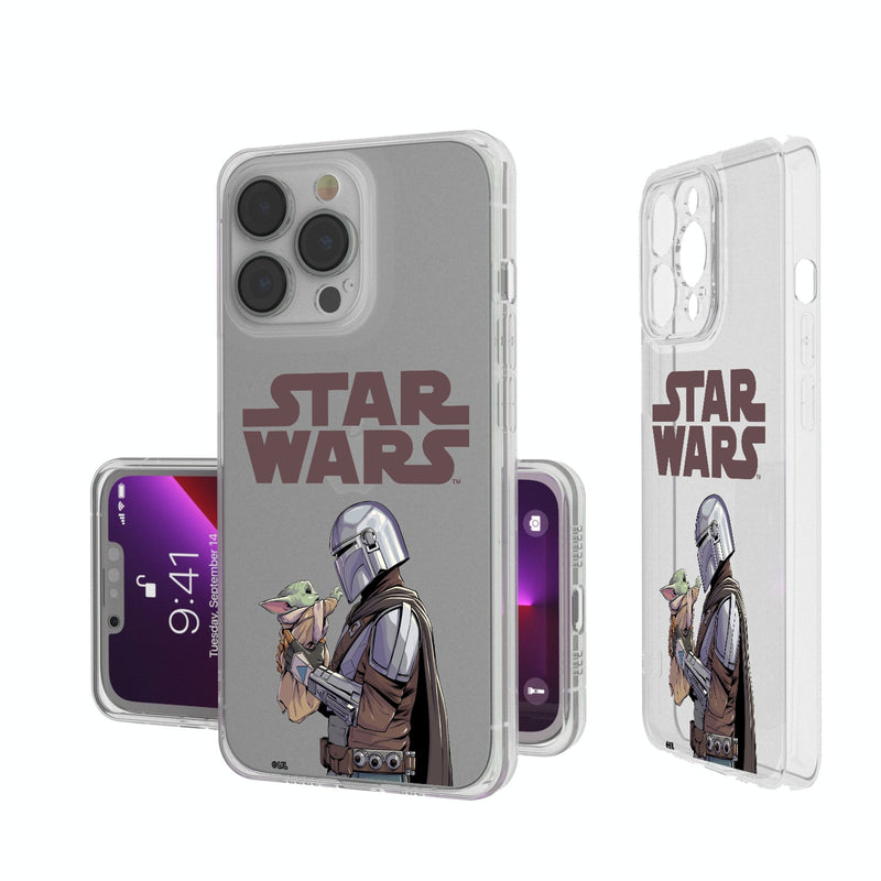 Star Wars: The Mandalorian Grogu and Din Djarin Color Block iPhone Clear Phone Case