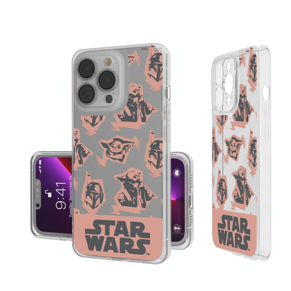 Star Wars: The Mandalorian Grogu Pattern iPhone Clear Phone Case