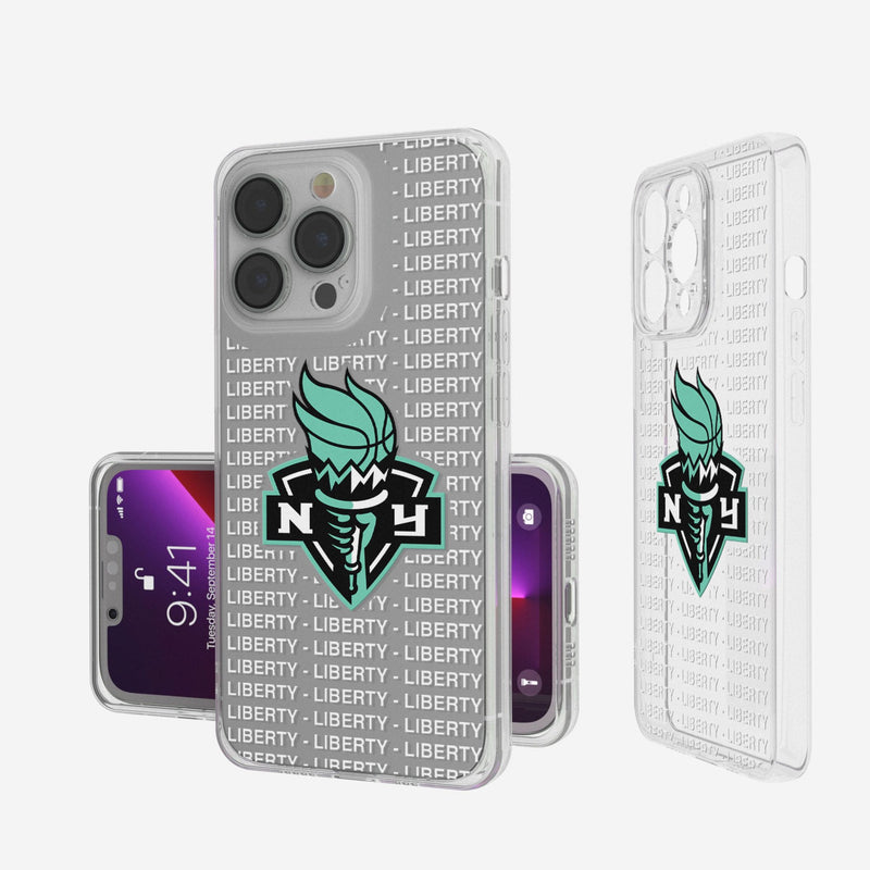 New York Liberty Text Backdrop iPhone Clear Phone Case