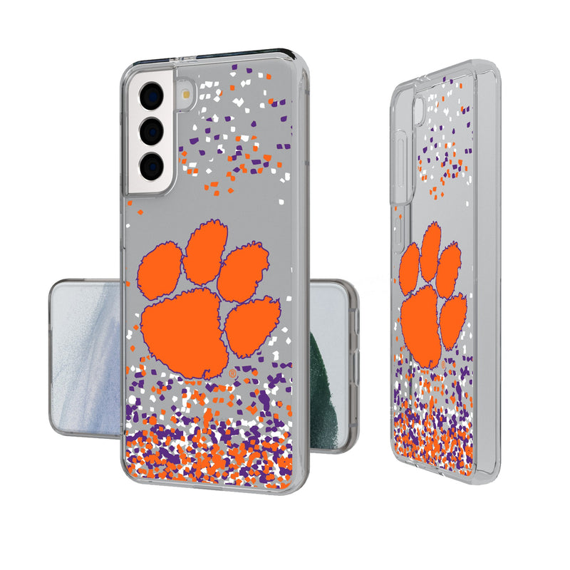 Clemson University Tigers Confetti Galaxy Clear Phone Case