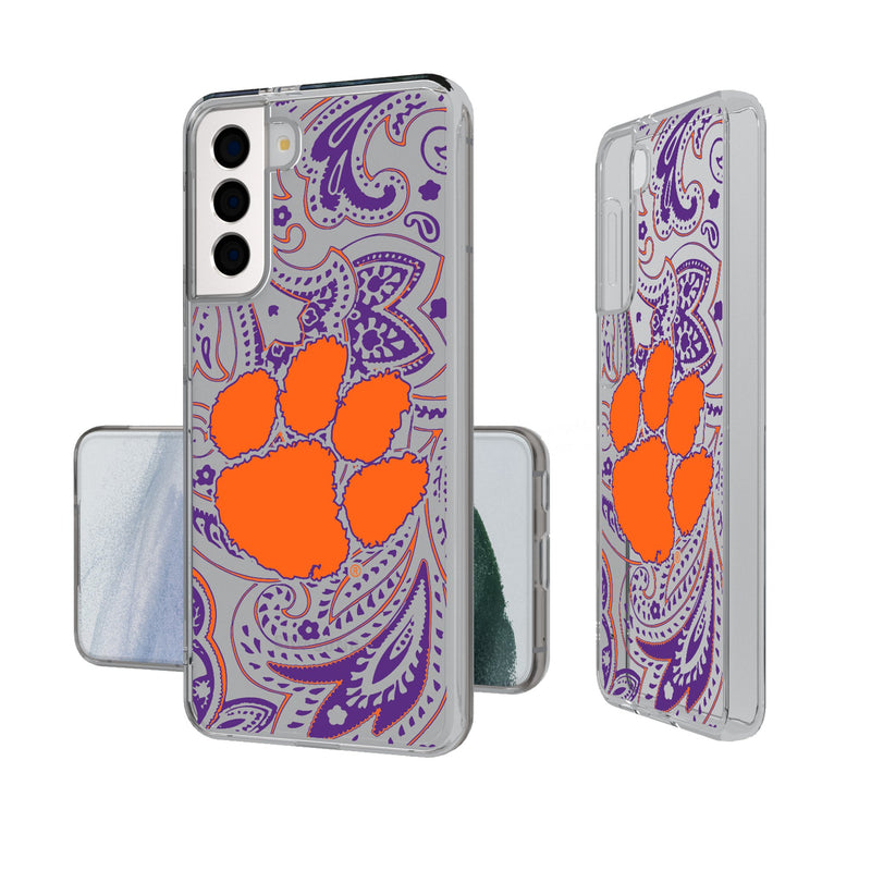 Clemson University Tigers Paisley Galaxy Clear Phone Case