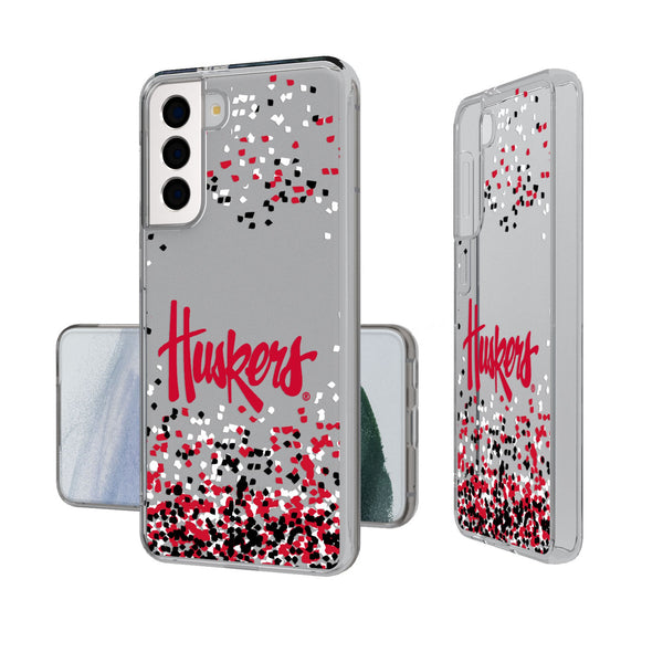 University of Nebraska Huskers Confetti Galaxy Clear Phone Case