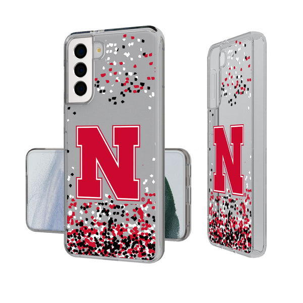 University of Nebraska Huskers Block N Confetti Galaxy Clear Phone Case