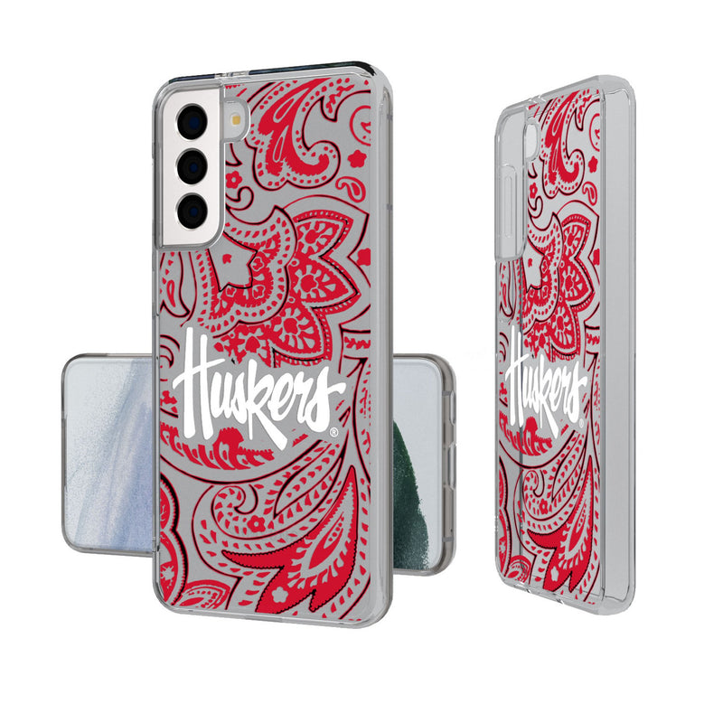 University of Nebraska Huskers Paisley Galaxy Clear Phone Case