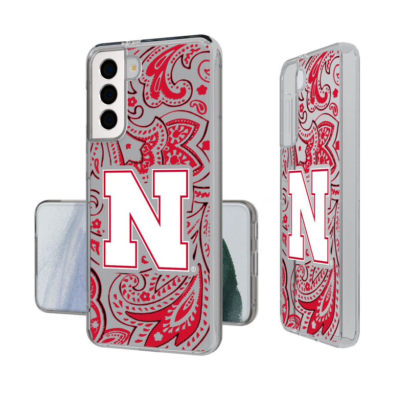 University of Nebraska Huskers Block N Paisley Galaxy Clear Phone Case