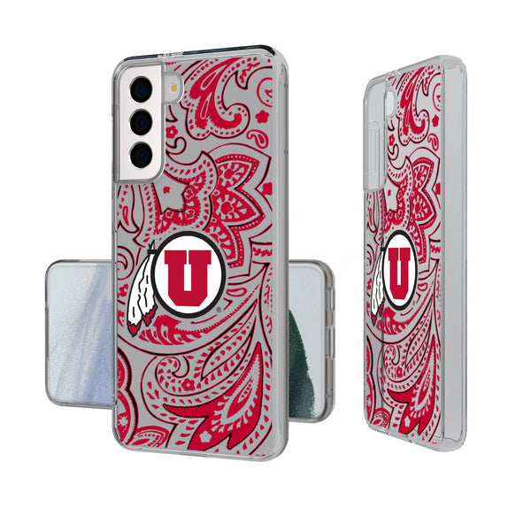 University of Utah Utes Paisley Galaxy Clear Phone Case