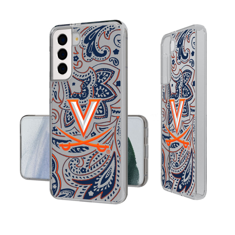 University of Virginia Cavaliers Paisley Galaxy Clear Phone Case