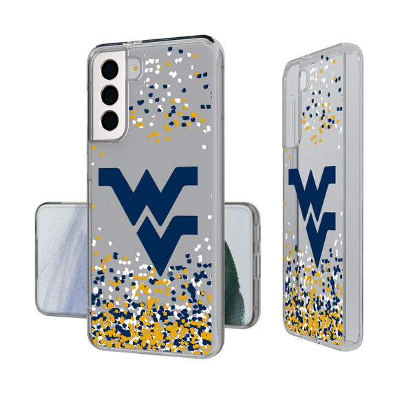 West Virginia University Mountaineers Confetti Galaxy Clear Phone Case