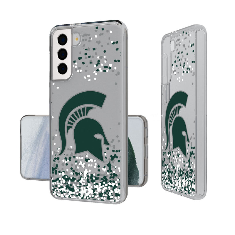 Michigan State University Spartans Confetti Galaxy Clear Phone Case