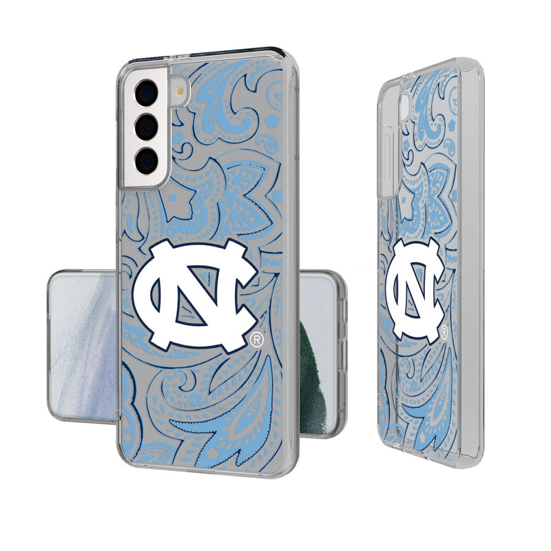 University of North Carolina Tar Heels Paisley Galaxy Clear Phone Case